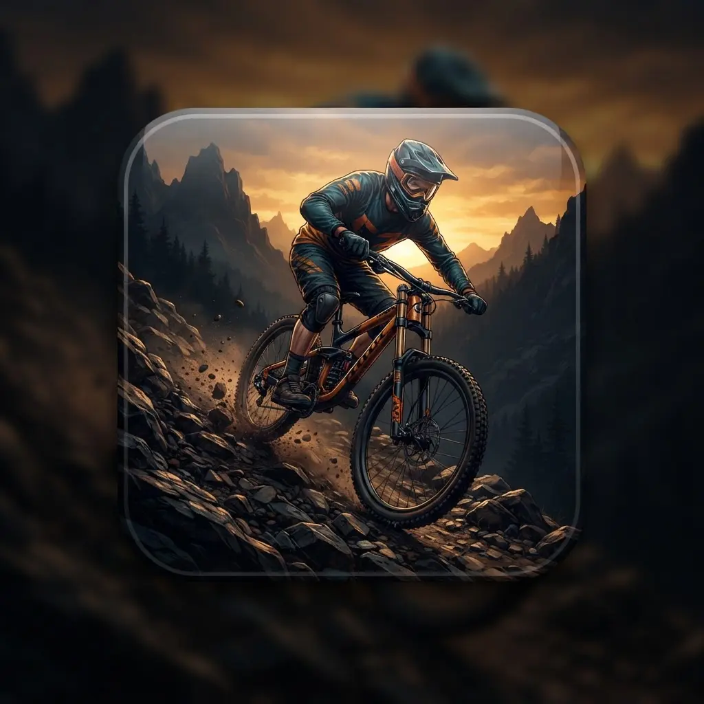 Mountain Bike Xtreme app icon showing a rider descending a hillside trail